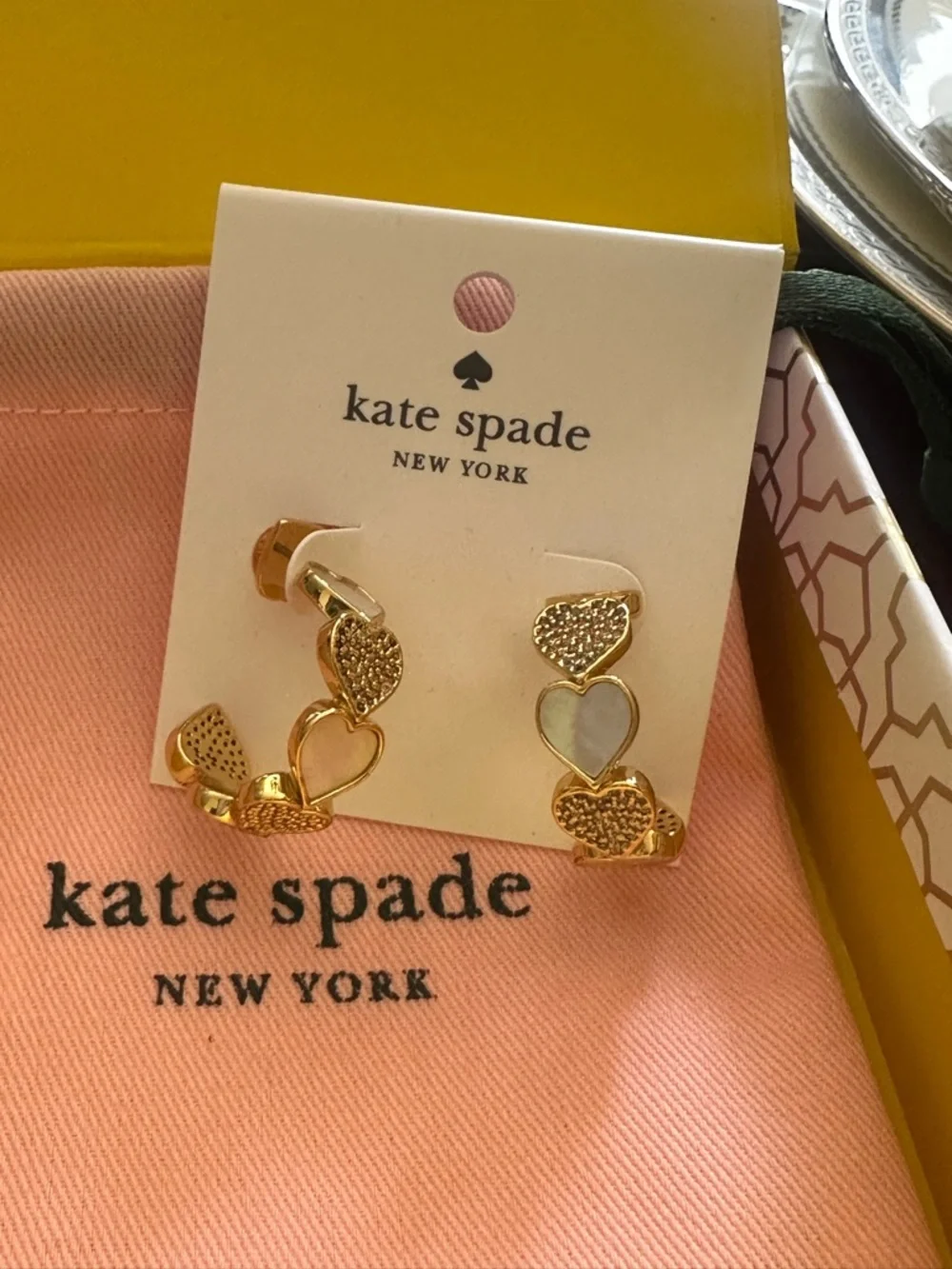 KATE SPADE Take Heart Huggie‎ Earrings NEW